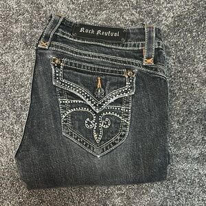 Rock Revival Black Jeans with Intricate Back Design